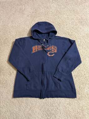 Women's NFL Team Apparel Chicago Bears Full-Zip Navy Blue Graphic Hoodie